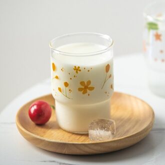 260Ml Ins Stijl Schattige Bloem Gedrukt Stapelbaar Melk Sap Water Drinken Glas Tuimelaars Cup Rood