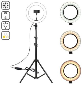 26Cm Led 10 Inch Ring Licht Met 210Cm Vloer Statief Voor Outdoor Professionele Live-uitzending Vullen Licht Met mobiele Telefoon Houder