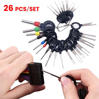 26PC Car Terminal Removal Tool Wire Plug Connector Extractor Needle Puller Release Pin Assemble Disassemble Auto Accessories