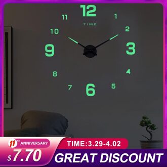 27/37/47 Inch Grote Wandklok Modern Horloge Digitale Grote Diy Thuis Lichtgevende Decor Luminova Spiegel Sticker Grote mode 3D 27 duim