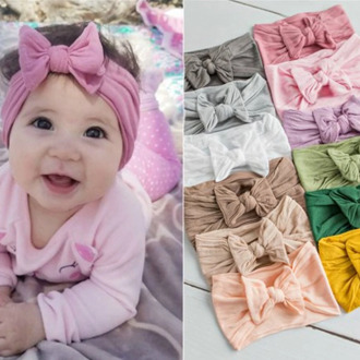 27 Colors Nylon Headband for Baby Girls Baby Boys Soft Bow Knot Turban Hair Bands Baby Hair Accessories for Children Headwear