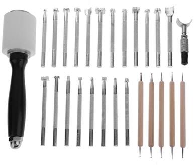 27 Pcs Stiksels Carving Houtbewerking Naaien Zadel Groover Lederen Craft Punch Tool Set Diy Leathercraft Hand Lederen Puncher Kit