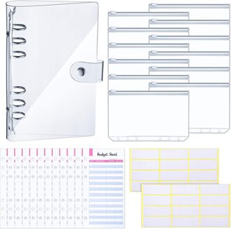 27 Stuks 6 Ringband A6 Planner Notebook Met 12 Stuks Binder Rits Zakken En Budget Lakens Voor Persoonlijke budget Planner doorzichtig