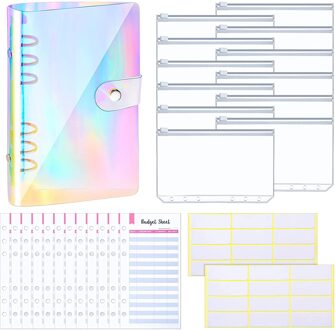 27 Stuks 6 Ringband A6 Planner Notebook Met 12 Stuks Binder Rits Zakken En Budget Lakens Voor Persoonlijke budget Planner regenboog