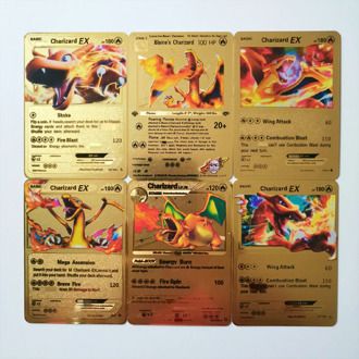 27 Styles Pokemon GX MEGA Gold Metal Card Super Game Collection Anime Cards Game Toys For Children Christmas gift