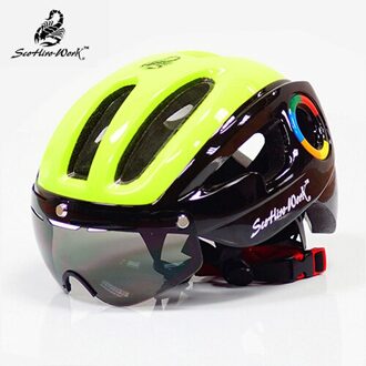 270G Ultralight Man Eps Fietshelm Road Mtb Mountainbike Helm Lenzen Fietsen Apparatuur Bril 9 Vents Casco Ciclismo groen-zwart
