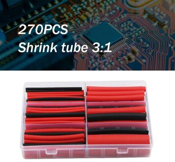 270Pcs 3:1 Red Black Shrink Ratio Dual Wall Adhesive Lined Heat Shrink Tube Kit Tubing Tube Set 6 Size Shrinkable