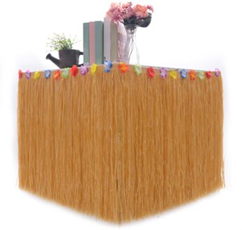 276X75Cm Zomer Multifunctionele Tuin Tropische Accessoires Party Decor Voor Bbq Hawaiian Luau Tafel Rok Plastic Strand Herbruikbare Goud