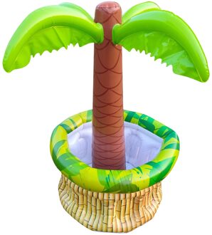 27Inch Opblaasbare Koeler Leuke Vormige Drinken Fles Koeling Zwembad Met 50 Stuks Stro Feestartikelen Voor Luau Hawaiian Zwembad party Coconut Tree B