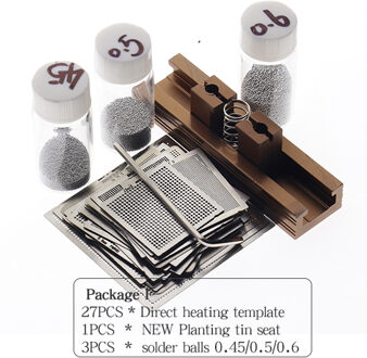 27Pcs Bga Sjablonen Sik Tin Armatuur Tin Soldeer Bal Solderen Gereedschap Bga Reballing Station Jig Kit Package F