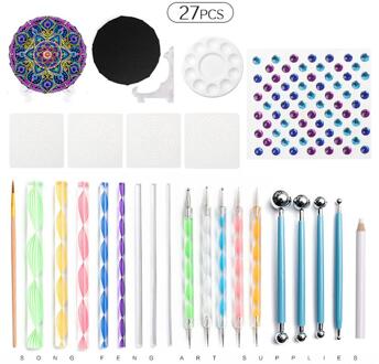 27Pcs Mandala Puntjes Gereedschap Kit Stencil Schilderen Gereedschap Stylus Verf Lade Voor Canvas Rotsen Crafting Opstellen Art Supplies