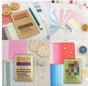 27pcs/pack MASKING STICKER SET with kraft paper package Multifunction DIY Paper Stickers gift label