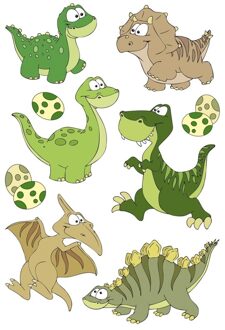 27x Dinosaurus dieren stickers met 3D effect wiebeloogjes Multi