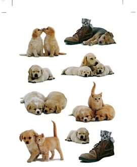 27x Honden/puppy en katten/poezen dieren stickers - Stickers Multikleur