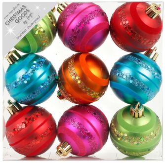 27x Kunststof gekleurde kerstballen glitter 6 cm - Kerstbal Multikleur