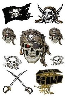27x Piraten thema stickers met glitters - kinderstickers - stickervellen - knutselspullen