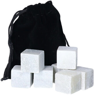 27x stuks klei whisky koelstenen met opbergzakje 2 x 2 x 2 cm.