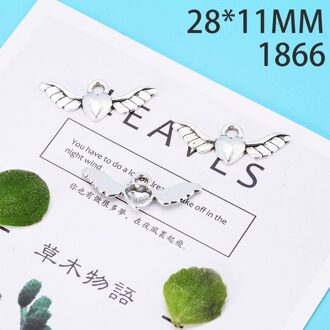28*11mm 15pcs Hart Vleugels Legering Hanger Voor Diy Sieraden Maken 2 Kleuren Antiek Zilver Antiek Brons no.1 1866