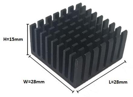 28*28*15Mm Nanocarbon Coating Aluminium Geëxtrudeerd Radiator Koellichaam 100 Stks/partij zwart nanocarbon