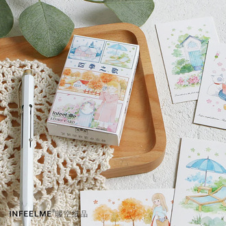 28 Sheets/Set Song of the Four Seasons Lomo Card Cartoon Mini Postcard Birthday Greeting Card Message Card