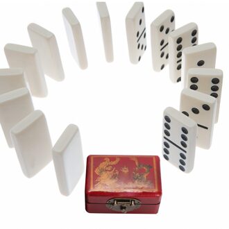 28 Stuks Educatief Draagbare Antieke Domino Doos Handgemaakte Retro Domino Set Spel Set Klassieke Domino Voor Kinderen Volwassen
