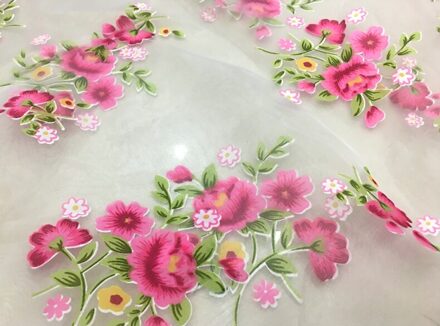 280*100Cm Bloemen Gedrukt Lady Prom Kind Jurk Applique Diy Hoofdtooi Sjaal Sluier Stof Patch Gordijn Tafel Dekken 3Fusica