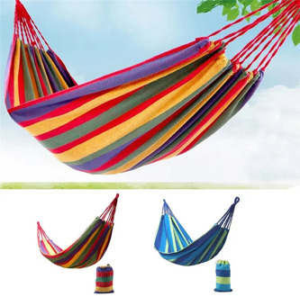 280*80mm 2 Persons Striped Hammock Outdoor Leisure Bed Thickened Canvas Hanging Bed Sleeping Swing Hammock For Camping Hunting