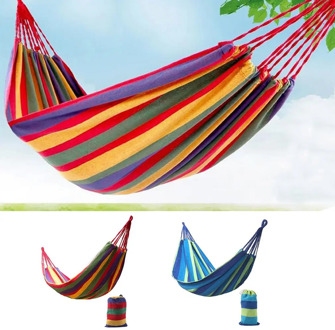 280*80mm 2 Persons Striped Hammock Outdoor Leisure Bed Thickened Canvas Hanging Bed Sleeping Swing Hammock For Camping Hunting