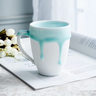 280 Ml Koffie Cups Stroom Glazuur Water Sap Bier Thee Mok Met Handvat Jingdezhen Kunstwerk Drinkware Keuken Accessoires wit