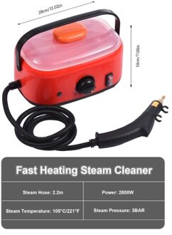 2800W Portable Handheld Steam Cleaner 2L Water Tank High Temperature 3 Bar Pressurized Steam Cleaning Machine with Brush Heads for Kitchen Bathroom Air Conditioner Refrigerator