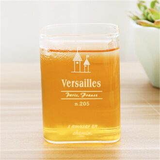 280Ml/420Ml Cartoon Patroon Handgemaakte Cups Glas Transparant Melk Cup Theekopje Vierkante Enkele Laag Water Cup ontbijt Cup 280ml huis