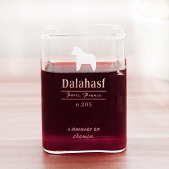 280Ml/420Ml Cartoon Patroon Handgemaakte Cups Glas Transparant Melk Cup Theekopje Vierkante Enkele Laag Water Cup ontbijt Cup 280ml Trojan paard