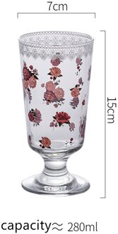 280Ml Transparant Glas Leuke Citroen Perzik Rose Bee Bloem Handgeschilderde Beker Ijs Cup Franse Romantische dessert Cups roos