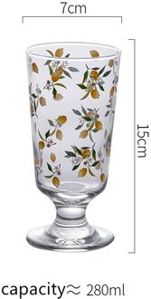 280Ml Transparant Glas Leuke Citroen Perzik Rose Bee Bloem Handgeschilderde Beker Ijs Cup Franse Romantische dessert Cups