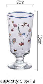 280Ml Transparant Glas Leuke Citroen Perzik Rose Bee Bloem Handgeschilderde Beker Ijs Cup Franse Romantische dessert Cups