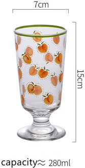 280Ml Transparant Glas Leuke Citroen Perzik Rose Bee Bloem Handgeschilderde Beker Ijs Cup Franse Romantische dessert Cups