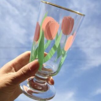 280Ml Vintage Chrysant Whisky Shot Glas Tulpen Borrel Goudfolie Milkshake Wodka Glas Cup Multi-purpose Wijn Set goblet S2 outline in goud