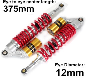 280Mm 320Mm 375Mm Zilver Rood Gouden Motorfiets Air Schokdemper Achterwielophanging Atv Quad Scooter Dirt Bike d30 M99-11-375mm