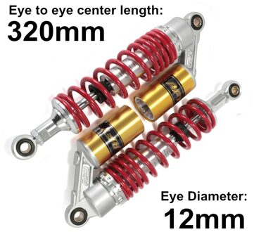 280Mm 320Mm 375Mm Zilver Rood Gouden Motorfiets Air Schokdemper Achterwielophanging Atv Quad Scooter Dirt Bike d30 M99-18-8-320mm