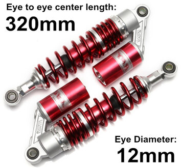 280Mm 320Mm 375Mm Zilver Rood Gouden Motorfiets Air Schokdemper Achterwielophanging Atv Quad Scooter Dirt Bike d30 M99-3-320mm