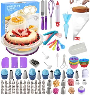 285 Pcs Professionele Compleet Taart Decoreren Leveringen Kit Draaitafel Stand Bakken Levert Taart Schraper Gebak Dressing Tape