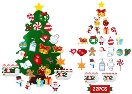 28Pcs Kerstboom Muur Window Cling Stickers Decor Jaar Kerst Decoratie Raamstickers Mall Hone Decoratie
