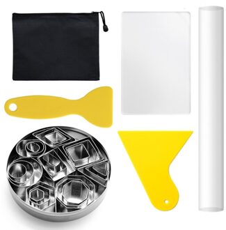 28Pcs Rvs Punch Cutter Bakvorm Acryl Klei Roller Schrapers Set Voor Klei Aardewerk Craft