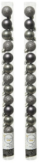 28x stuks kleine kunststof kerstballen antraciet (warm grey) 3 cm - Kerstbal Grijs