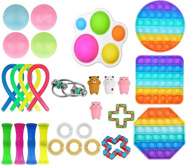 29 Pcs Fidget Speelgoed Eenvoudige Kuiltje Popit Fidget Speelgoed Set Goedkope Zintuiglijke Fidget Speelgoed Pack Voor Kinderen Of Volwassenen Anti stress Poppit