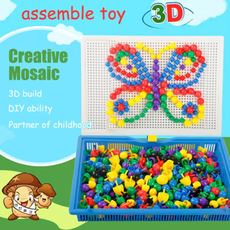 296 Pieces/Set Box-packed Grain Mushroom Nail Beads Intelligent 3D Puzzle Games Jigsaw Board for Children Kids Educational Toys