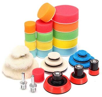 29Pcs Waxen Spons Polijsten Pad Wol Backing Plaat Auto Polijsten Tool Set Voor Polijstmachine Polijstmachine Wasstraat Accessoires