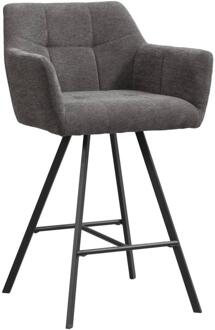 2e Halve Prijs Leen Bakker - Barkruk Clint - Antraciet - Stof/Staal - Grijs - 60x58.5x97 Cm