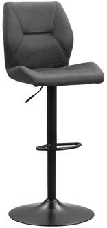 2e Halve Prijs Leen Bakker - Barkruk Jesse - Verstelbaar - Antraciet - Stof/Lederlook - Grijs - 47x57x98.5 Cm