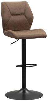 2e Halve Prijs Leen Bakker - Barkruk Jesse - Verstelbaar - Cognac - Stof/Lederlook - Bruin - 47x57x98.5 Cm